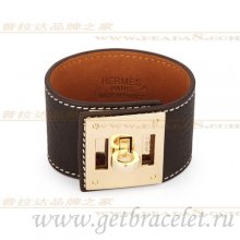Hermes Kelly Dog Bracelet Brown With Gold